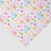 Papier Mousseline Motif d'aquarelle douce Coeurs et Cupcakes (Détail)
