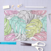 Papier Mousseline Motif d'aquarelle en feuille de monstère pastel tr (Artisanat)