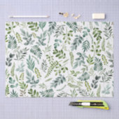 Papier Mousseline Motif d'aquarelle Feuille vert botanique  (Artisanat)