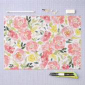 Papier Mousseline Motif d'aquarelle fleurie vive (Artisanat)