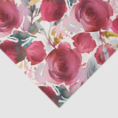 Papier Mousseline Motif d'aquarelle florale de Marsala Boho de Bourg (Détail)