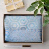 Papier Mousseline Motif d'aquarelle moderne Blue Hexagon Honeycomb (Cadeau)