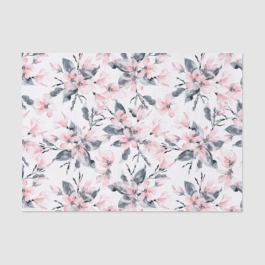 Papier Mousseline Motif d'aquarelle rose et gris (Recto)