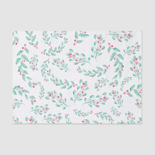 Papier Mousseline Motif d'aquarelle vert rouge moderne (Recto)