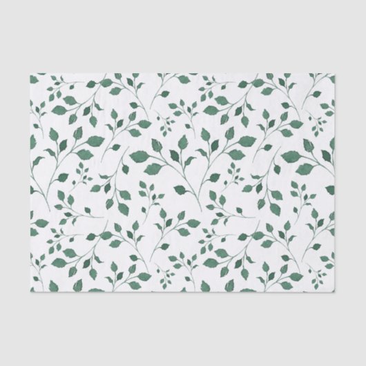 Papier Mousseline Motif d'aquarelle vert rustique (Recto)