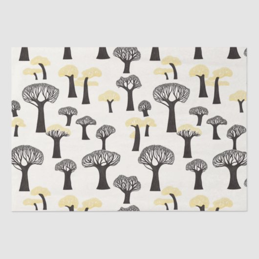 Papier Mousseline Motif d'arbre de baobab lunaire (Recto)