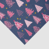 Papier Mousseline Motif d'arbre de Noël bleu et rose (Détail)