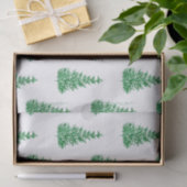 Papier Mousseline Motif d'arbre de pin aquarelle vert (Cadeau)