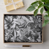 Papier Mousseline Motif d'art Abstrait noir et blanc marbrée (Cadeau)