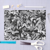 Papier Mousseline Motif d'art Abstrait noir et blanc marbrée (Artisanat)
