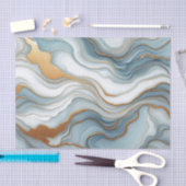 Papier Mousseline Motif d'art en marbre bleu clair gris Turquoise fo (Artisanat)