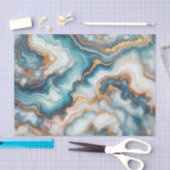 Papier Mousseline Motif d'art en marbre bleu Turquoise foncé (Artisanat)