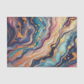 Papier Mousseline Motif d'art en marbre d'or rose bleu foncé Aqua (Recto)