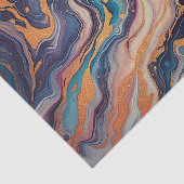 Papier Mousseline Motif d'art en marbre d'or rose bleu foncé Aqua (Détail)