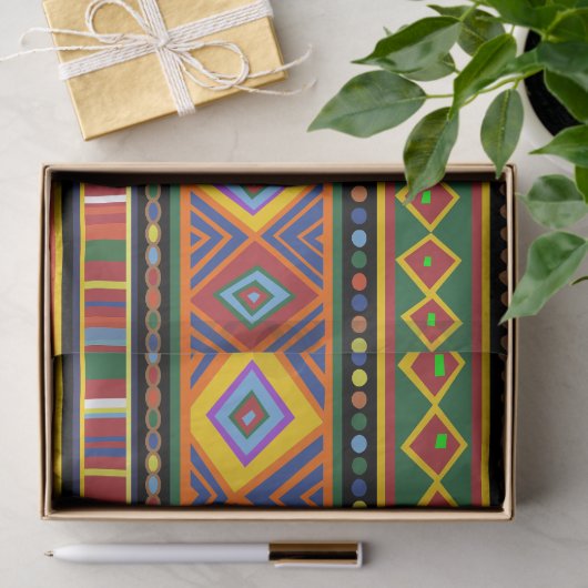 Papier Mousseline Motif d'art ethnique en Afrique (Cadeau)