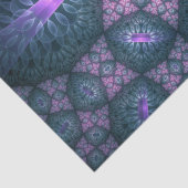 Papier Mousseline motif d'art fractal 3D Turquoise violet rose (Détail)