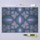 Papier Mousseline motif d'art fractal 3D Turquoise violet rose (Artisanat)