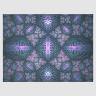 Papier Mousseline Motif d'art fractal 3D turquoise violet rose