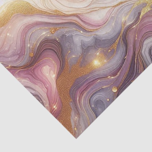 Papier Mousseline Motif d'art Marbre blanc rose foncé violet or (Détail)