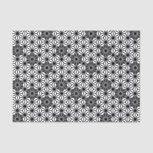 Papier Mousseline Motif d'Asanoha de Japonais - blanc et noir (Recto)