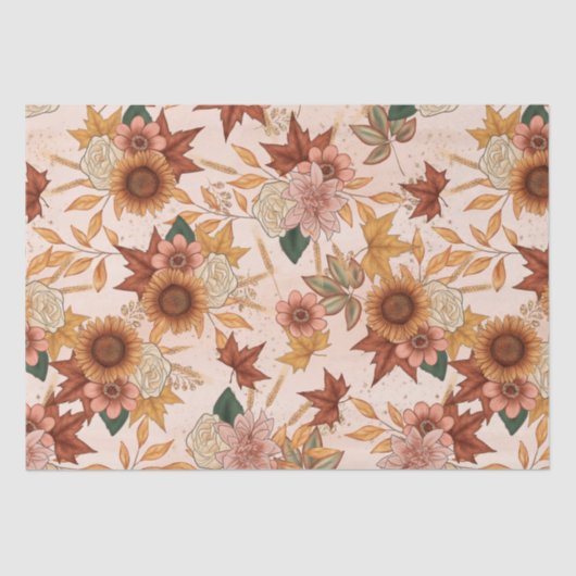 Papier Mousseline Motif d'automne Soft Boho (Recto)