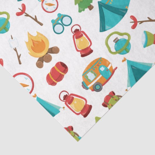 Papier Mousseline Motif d'aventure Camping en blanc (Détail)