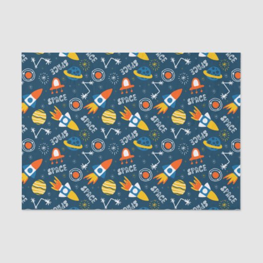 Papier Mousseline Motif d'aventures spatiales colorées (Recto)