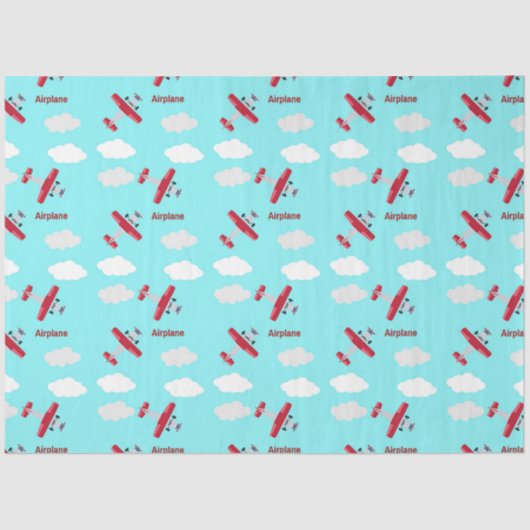 Papier Mousseline Motif d'avion en bleu (Recto)