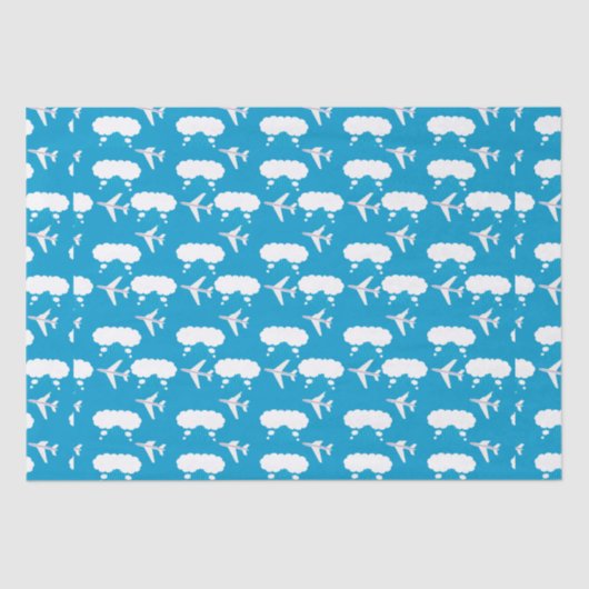 Papier Mousseline Motif d'avion Sky Blue (Recto)