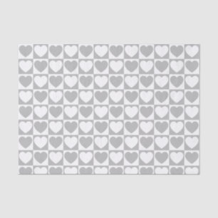 Papier Mousseline Motif de À damiers gris et blanc aux coeurs