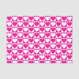 Papier Mousseline Motif de À damiers rose et blanc avec coeur
