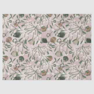 Papier Mousseline Motif de baies de gui rose moderne pour les fêtes