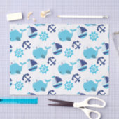 Papier Mousseline Motif De Baleines, Beaux Baleines, Baleines Bleues (Artisanat)