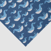 Papier Mousseline Motif de baleines de l'océan bleu profond (Détail)