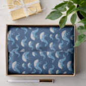Papier Mousseline Motif de baleines de l'océan bleu profond (Cadeau)