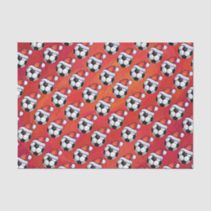Papier Mousseline Motif de balle de football de Santa Hat en rouge