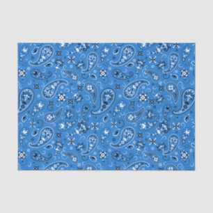 Papier Mousseline Motif de Bandana Retro Blue Paisley