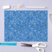 Papier Mousseline Motif de Bandana Retro Blue Paisley (Artisanat)
