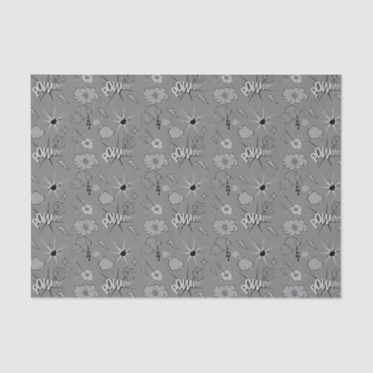 Papier Mousseline Motif de bandes dessinées Retro Grey (Recto)