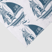 Papier Mousseline Motif de bateau à voile bleu marine (Détail)
