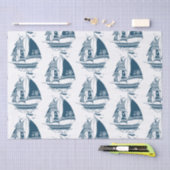 Papier Mousseline Motif de bateau à voile bleu marine (Artisanat)