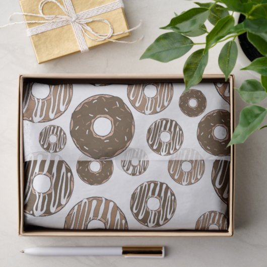 Papier Mousseline Motif de beignes, beignets de chocolat, beignets d (Cadeau)