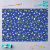 Papier Mousseline Motif de bleuets et de feuillage (Artisanat)