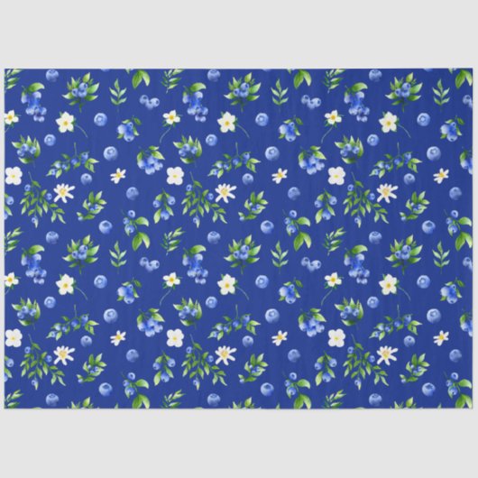 Papier Mousseline Motif de bleuets et de feuillage (Recto)