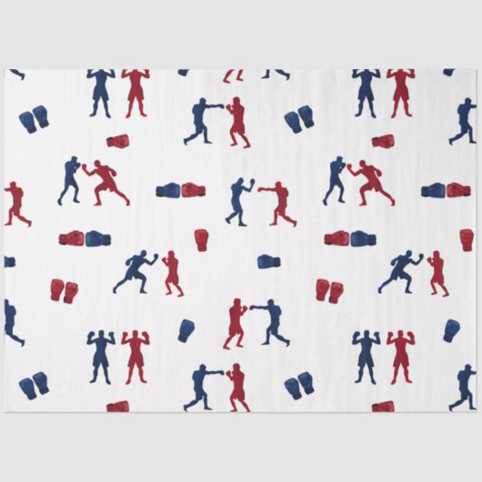 Papier Mousseline Motif de boîte rouge et bleu (Recto)