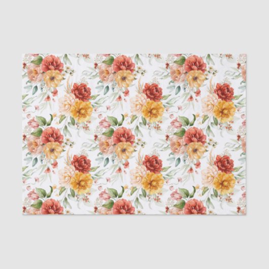 Papier Mousseline Motif de bouquet de fleurs Red Peony (Recto)