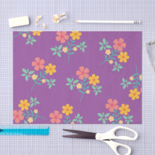 Papier Mousseline Motif de bouquet Retro Daisy en violet
