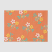 Papier Mousseline Motif de bouquet Retro Orange Boho (Recto)