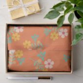 Papier Mousseline Motif de bouquet Retro Orange Boho (Cadeau)