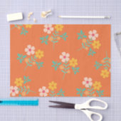 Papier Mousseline Motif de bouquet Retro Orange Boho (Artisanat)
